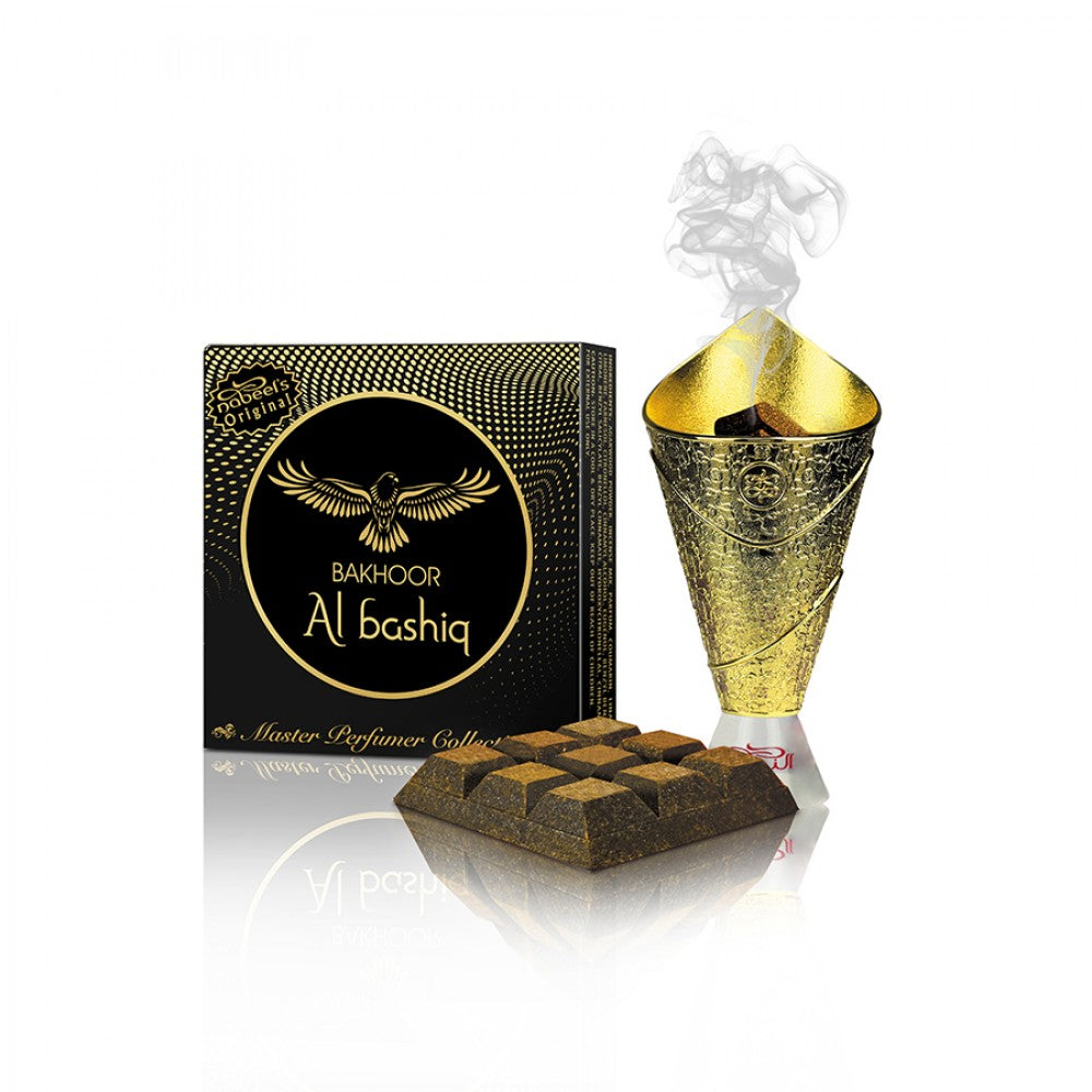 Bakhoor Al Bashiq with packaging on a white background