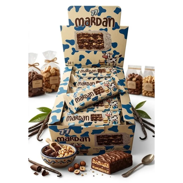 77 Mardan Chocolate Hazelnut Wafer Bar – Box of 24