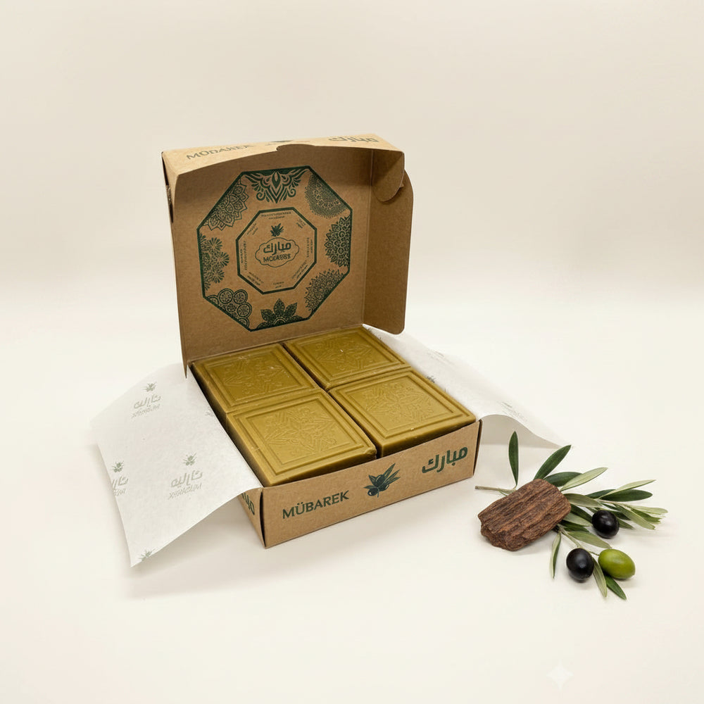 Aleppo Natural olive oil aromatic soap Oud & Sandalwood Stick” 4 pieces Mubarek