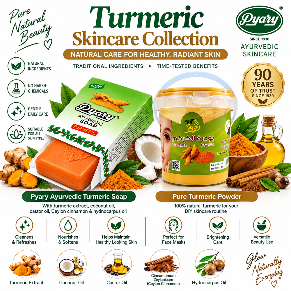 Complete Turmeric Care Bundle – Pyary Ayurvedic Soap & Pure Turmeric Powder