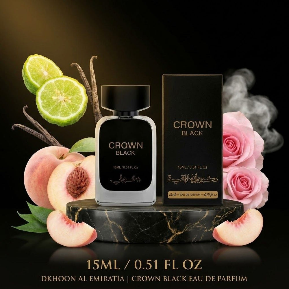 Crown Black 15ml Eau de Parfum floral fruity fragrance presentation
