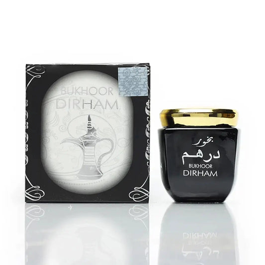 Bukhoor Dirham product with packaging on a white background
