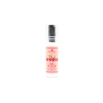 Small bottle with pink label on a white background