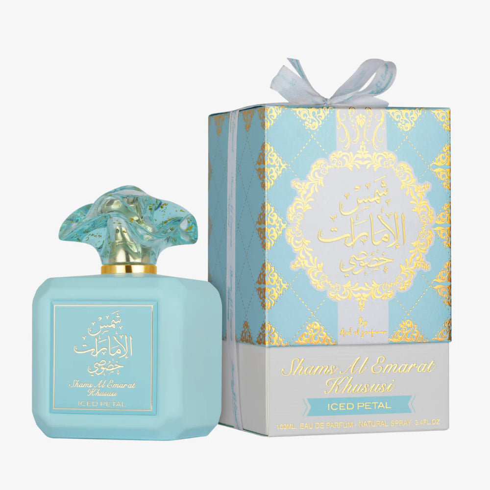 Shams Al Emarat Khususi Iced Petal EDP 100ml bottle close-up