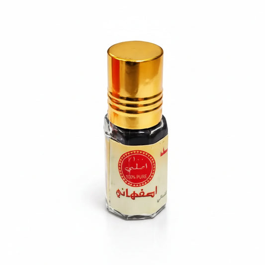 A small clear glass bottle of al-asmad original 100% natural traditional arabian kohl eyeliner with zamzam water and rose water
