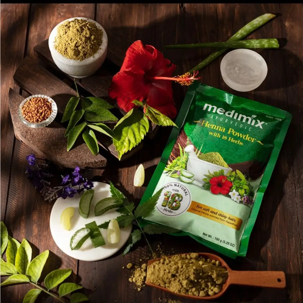 Medimix Henna Powder 150g & 400g – 18 Herbs | 100% Natural Hair Color & Careحناء - Health & Beauty:Natural &