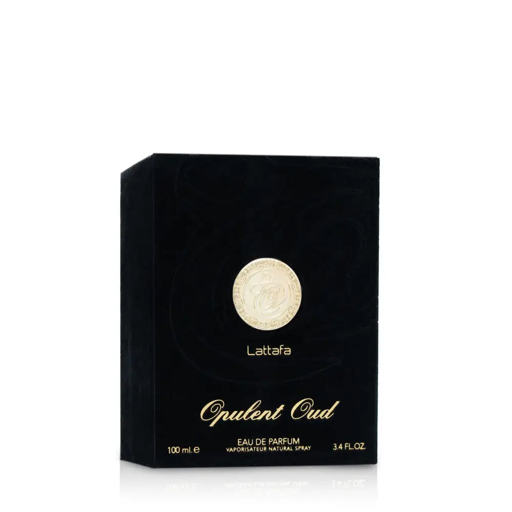 Lattafa Opulent Oud perfume box on a white background