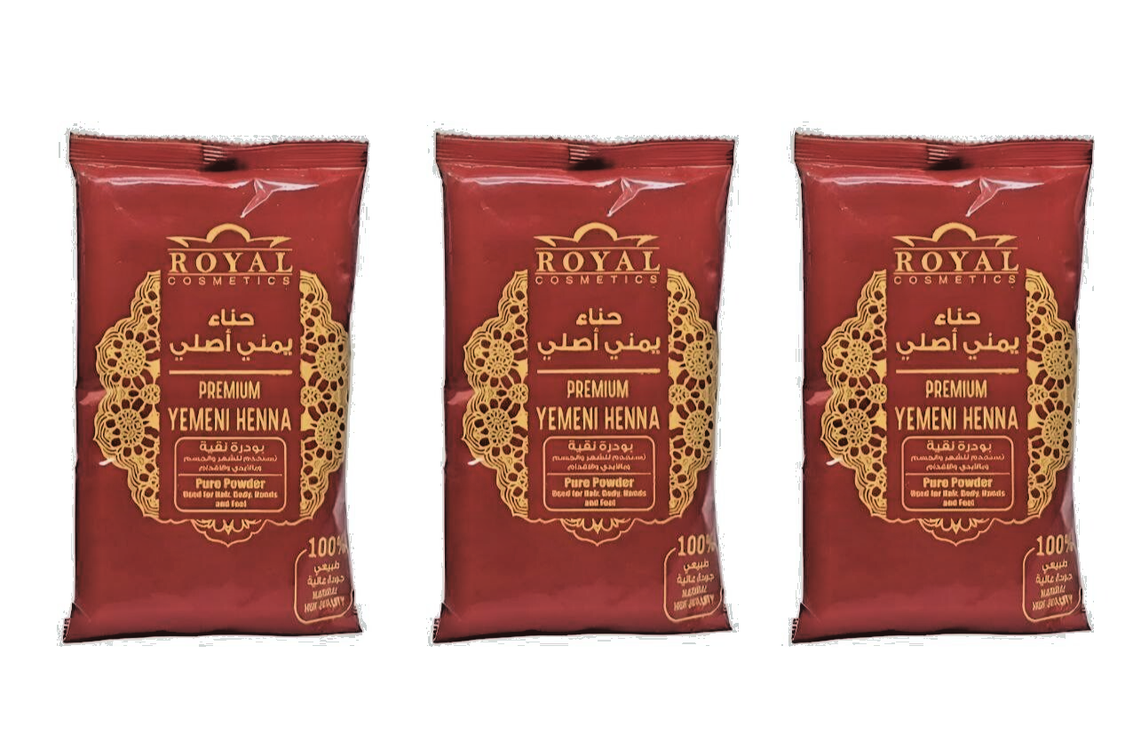 Organic Yemeni Henna & Sidr – Natural Hair Care | حناء وسدر عضوي يمني حضرمي - Premium Yemeni Henna (Royal)200g 3 PACK
