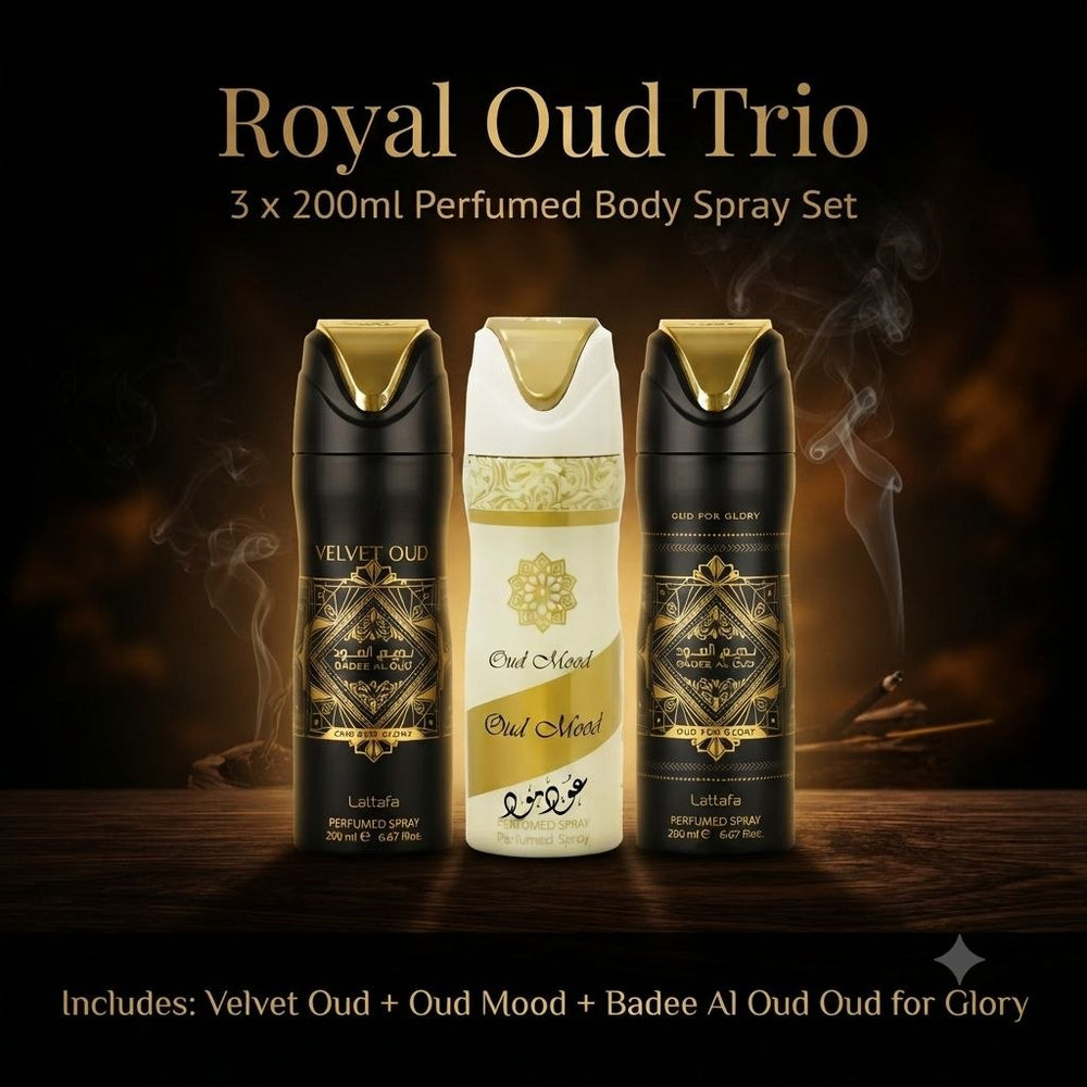 Royal Oud Trio – Lattafa Body Spray Gift Set 3 x 200ml
