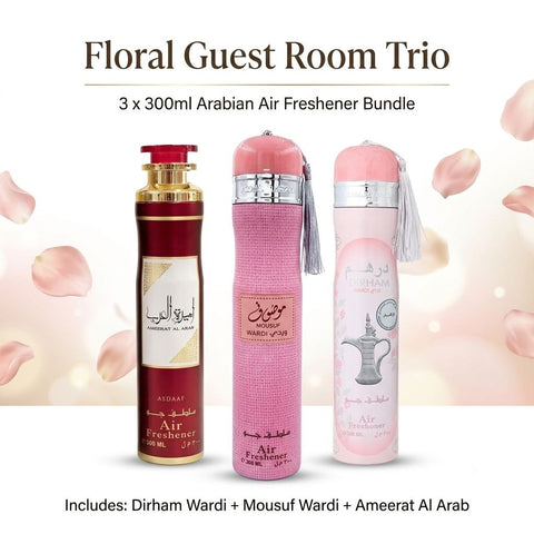 Floral Guest Room Trio – 3 x 300ml Arabian Air Freshener Bundle