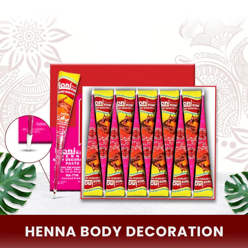 Rani Kone Nail Henna Paste – Extra Dark Reddish 72g / 30g – Natural Mehndi Cone - Henna Extra Reddish (12 Pieces)(360g)