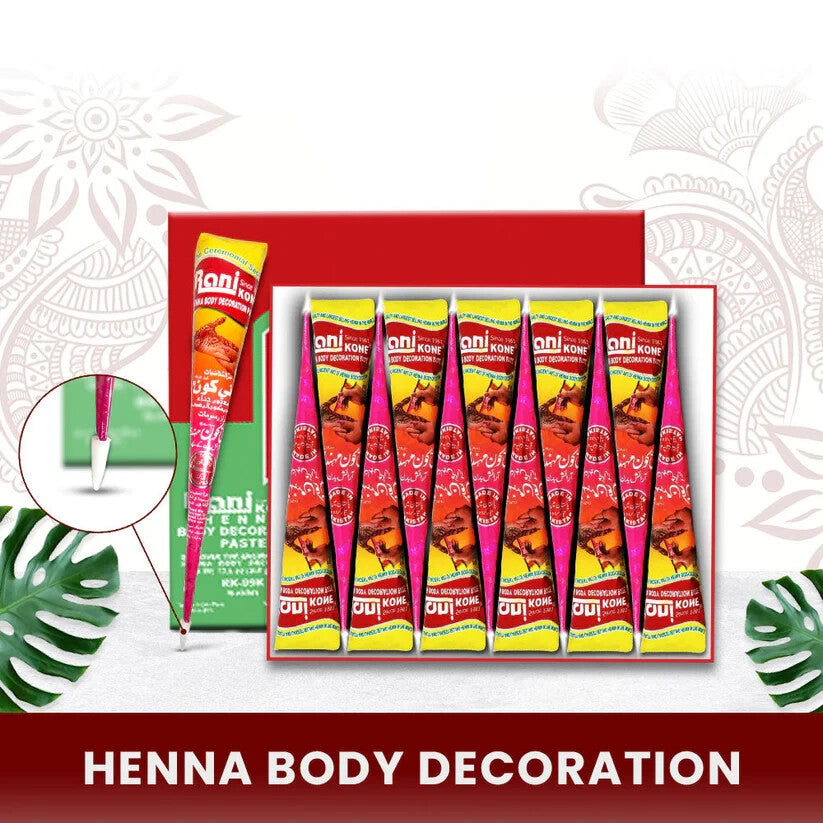 Rani Kone Nail Henna Paste – Extra Dark Reddish 72g / 30g – Natural Mehndi Cone - Henna Reddish (12 pieces)(360g)