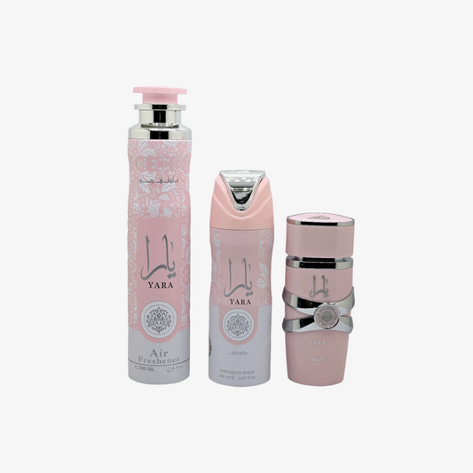 Yara Gift Set EDP 100ml + Deodorant 200ml + Air Freshener – Lattafa