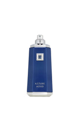 Blue perfume bottle labeled 'Azzure Aoud' on a white background