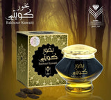 Bakhour Kuwaiti packaging with box and jar on a dark background Almas Perfumes Kuwaiti Bakhoor 40g – Gulf Incense