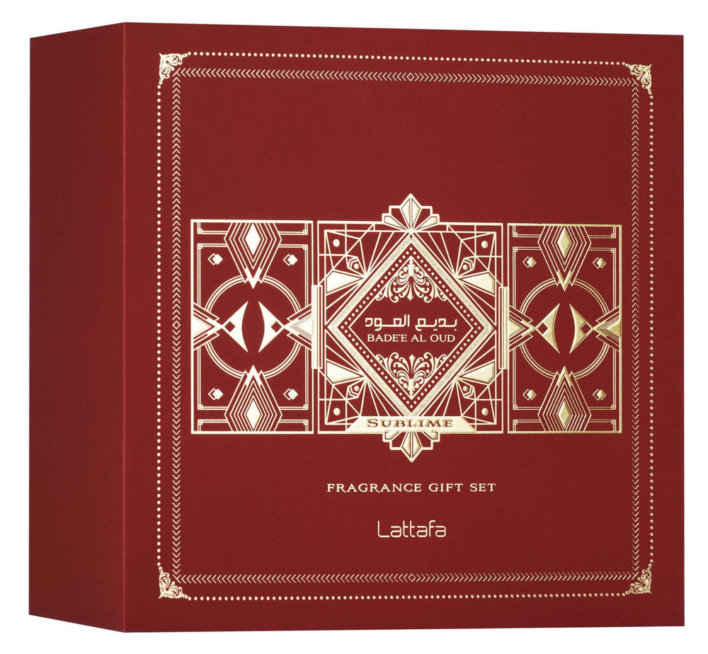 Badee Al Oud Sublime EDP Gift Set 100ml + 12ml + Hair Mist – Lattafa