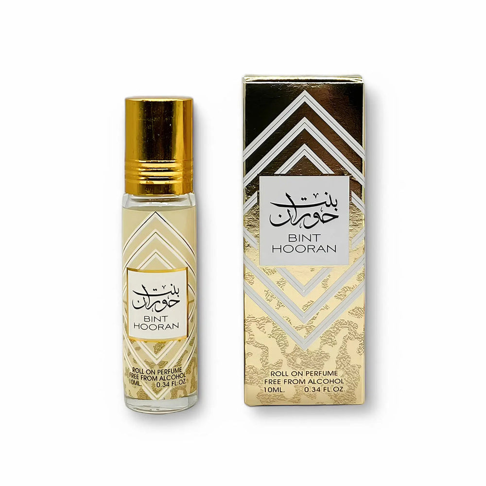 Bint Hooran roll-on perfume bottle and packaging on a white background