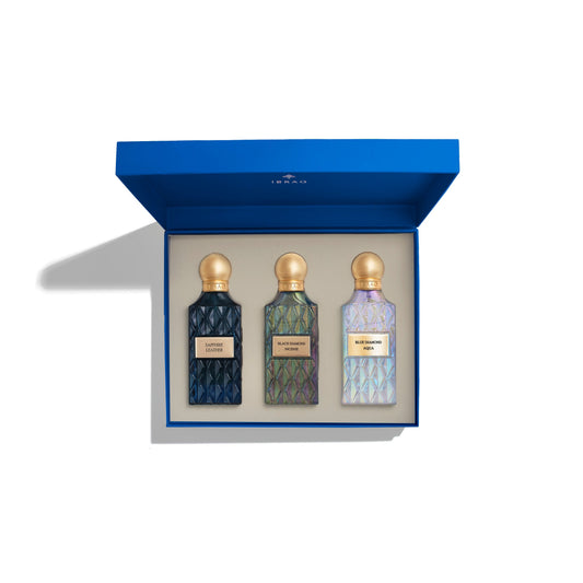 Diamond Blue Box – 3-in-1 EDP Gift Set 75ml Each – Ibrahim Al Qurashi