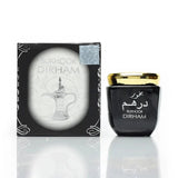 Bukhoor Dirham product with packaging on a white background