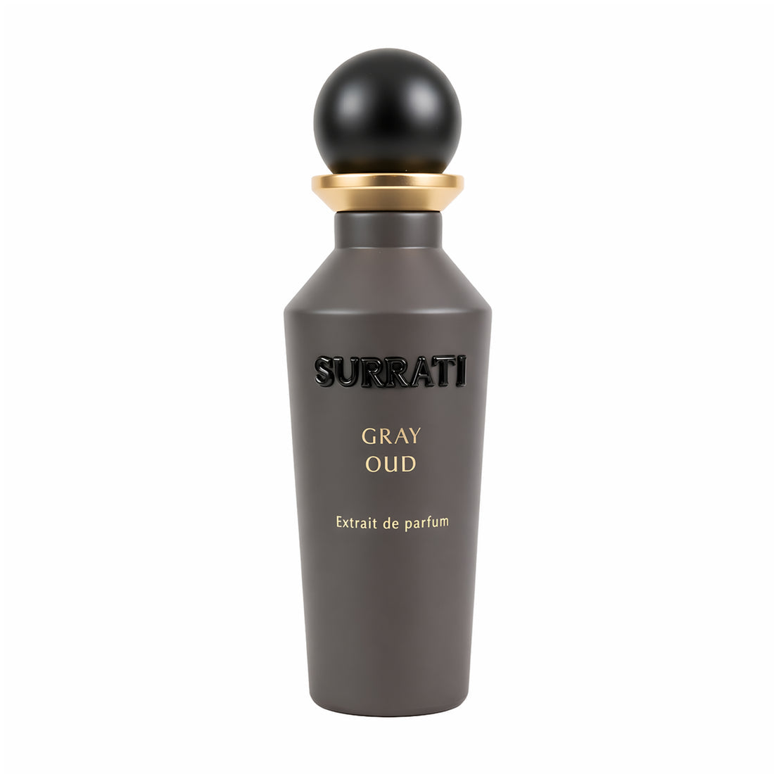 Surrati Gray Oud perfume bottle on a white background