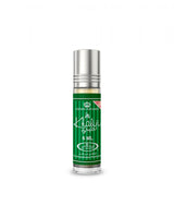 Green and silver perfume bottle with 'Khali' branding on a white background