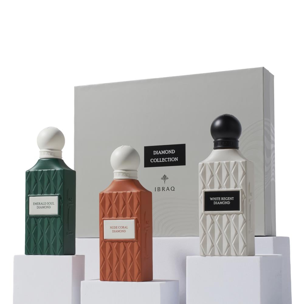 IBRAQ Diamond Grey Box 2 – Luxury EDP Set 3×75ml – Ibrahim Al Qurashi