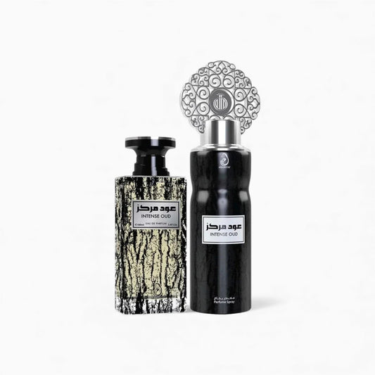 Intense Oud EDP 100ml & Deodorant 200ml Gift Set – Arabiyat Prestige