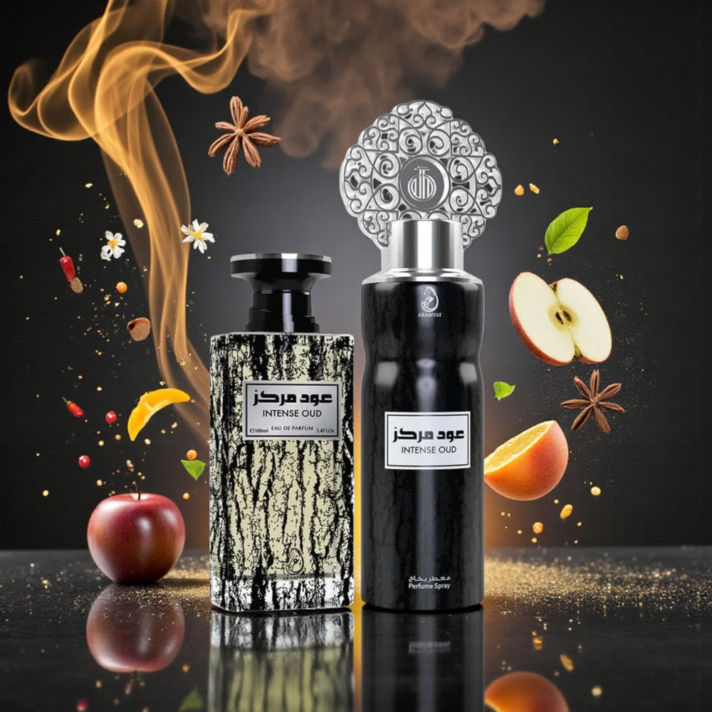 Intense Oud EDP 100ml & Deodorant 200ml Gift Set – Arabiyat Prestige