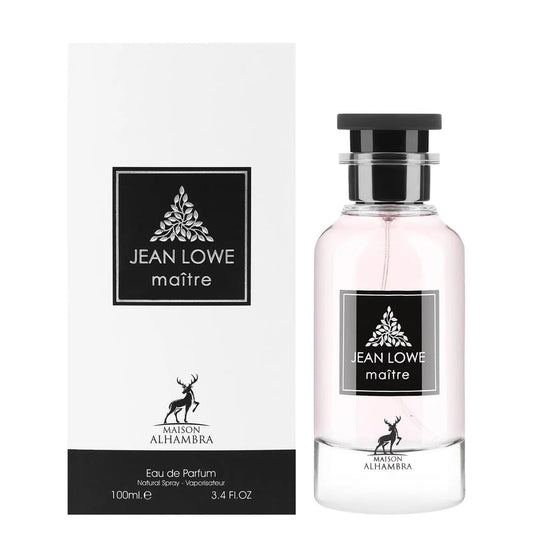 Jean Lowe maître perfume bottle and packaging on a white backgroundJean Lowe Matiere EDP 100ml – Maison Alhambra
