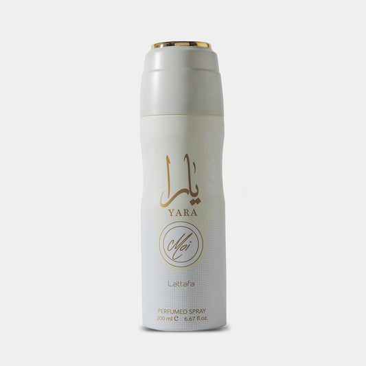 Yara perfume spray bottle on a white background