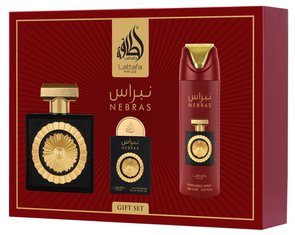 Giftset Nebras – Sweet Gourmand EDP 3pc Set – Lattafa Pride