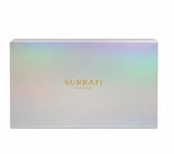 A rectangular Surrati 'Since 1929' box with an iridescent holographic finish and gold lettering, shown on a plain white background.Surrati Mini Collection 2 -5X10ml EDP-S Gift Set
