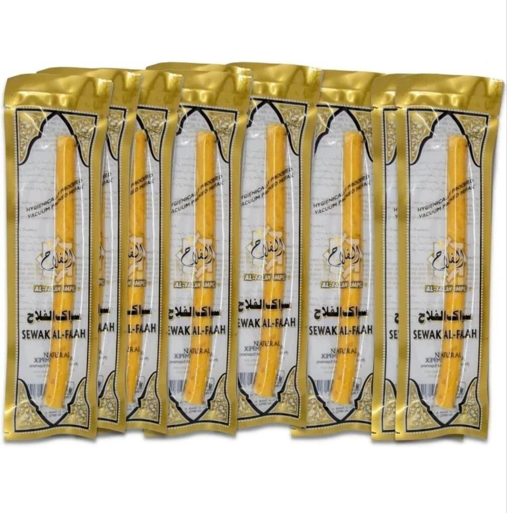 6 Pack Hemani & AlFalah Miswak Sticks – 6’’ Natural Toothbrush– Herbal Oral Care - Thick Miswak Falah (6 Pieces)