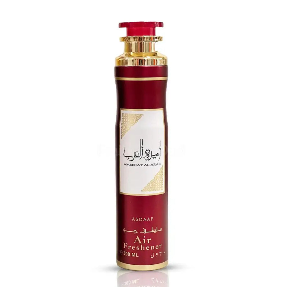 Sleek 300ml red gold Ameerat Al Arab air freshener spray bottle
