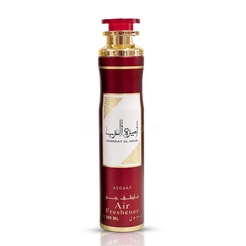 Sleek 300ml red gold Ameerat Al Arab air freshener spray bottle