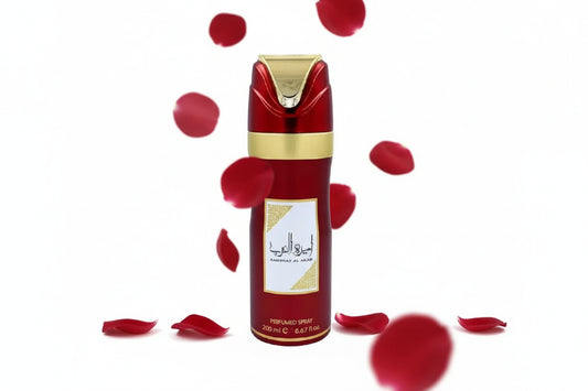 Ameerat Al Arab Body Spray 200ml by Ard Al Zaafaran. Luxurious oriental floral & fruity fragrance with oud. Long-lasting freshness.