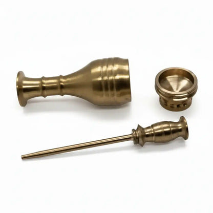 Set of brass nozzles on a white background