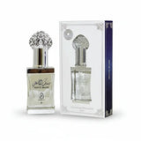 White Musk perfume bottle with silver cap and packaging on a white background