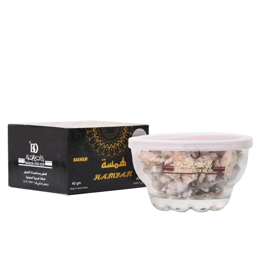 Bakhoor by Banafa 50g – Monica Bahraini Oud Rose Oudh – Arabic Incense بخور - Hamsa (Soft Whisper) 40g – بخور همسة