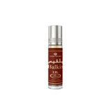 A sleek 6 ml concentrated perfume oil roll-on bottle with silver cap and maroon label for balkis by crown perfumes