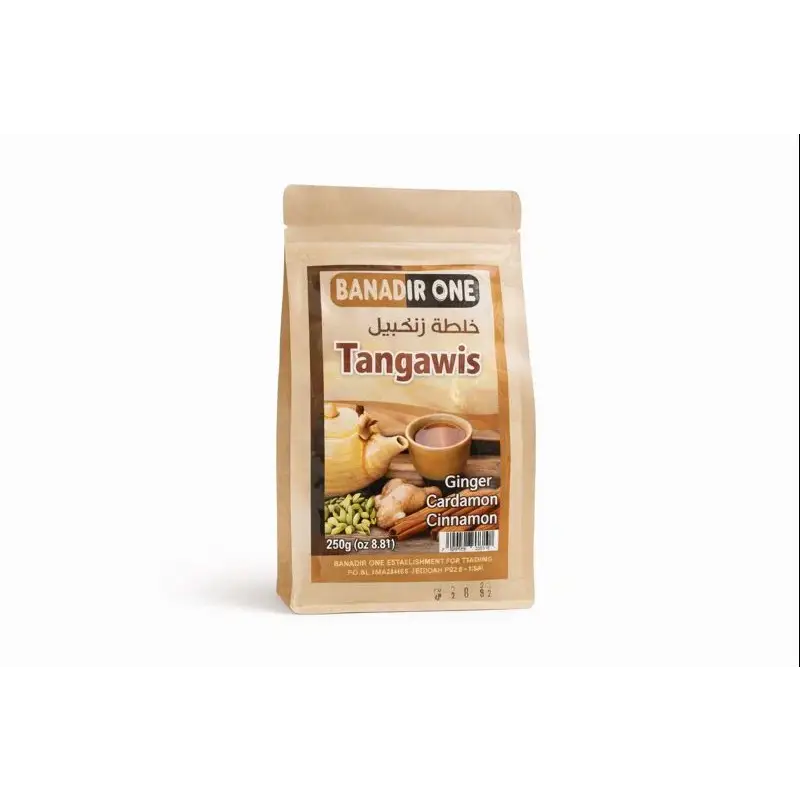 Banadir one ginger powder and tangawis tea mix 250g in beige resealable pouch with traditional somali spices image