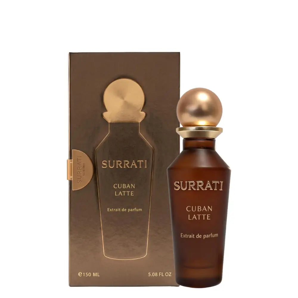 Surrati Cuban Latte perfume bottle and packaging on a white background