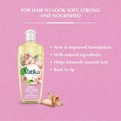 Dabur Vatika Natural Hair Oil – Almond Garlic Olive – Hair Growth Repair & Mo - Health & Beauty:Hair Care &