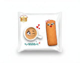 A golden-brown ribbed vanilla biscuit with cartoon eyes and a pink bow from el saidy egyptian cookies 420g