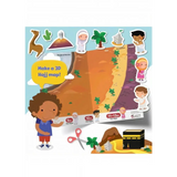 Black and gold kaaba cutout with geometric patterns in umrah complete essentials set with kids activity book and digital tasbih