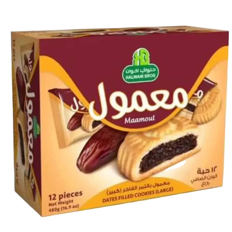Halawani Bros Maamoul Cookies with Dates | Whole Wheat or Classic معمول حلواني - Dates Filled Cookies(Large) معمول