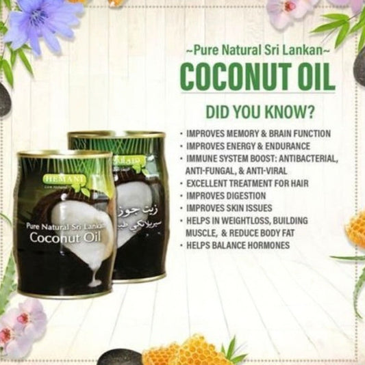 1X Hemani 100% Pure Coconut Oil – 400ml | Cold Pressed Sri Lankan Oil for Hair, - Home Furniture & DIY:Food &