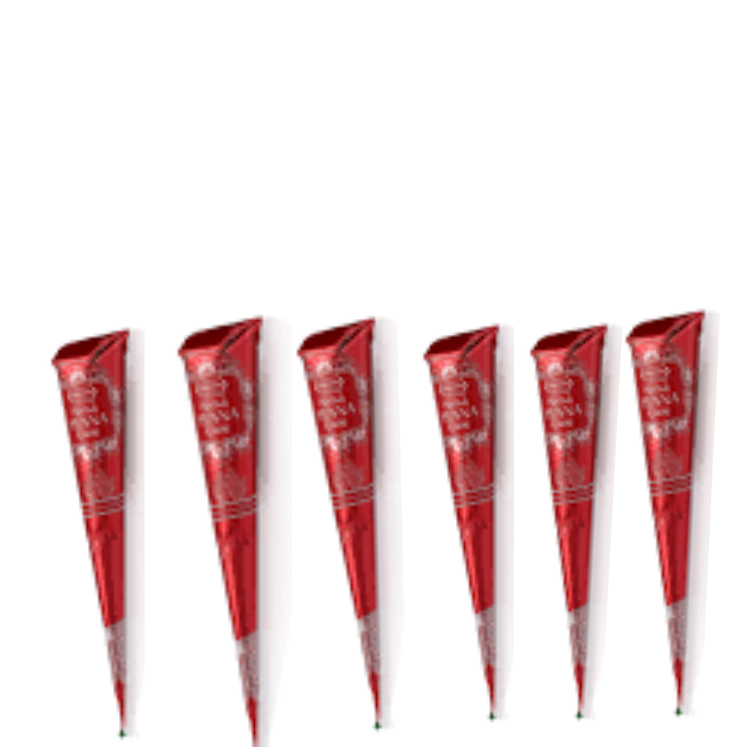 Herbal Henna Cones – Red & Black – Natural Mehndi for Hair & Body Art (Multiple - Herbal Henna Cone (Red 6x25g)