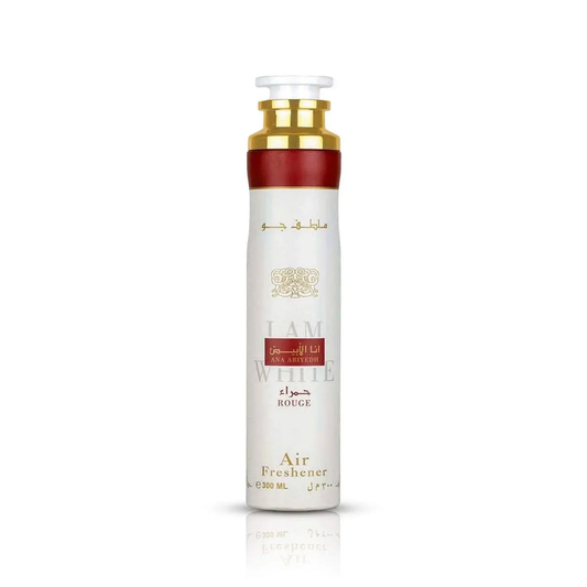 Air freshener bottle with gold and red accents on a white background