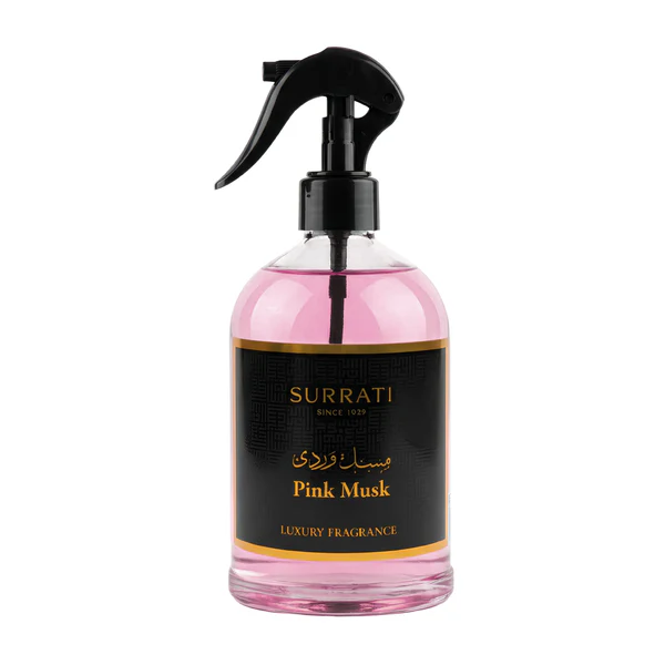 Surrati Pink Musk Luxury Fabric Freshener 500ml - front view with trigger spray